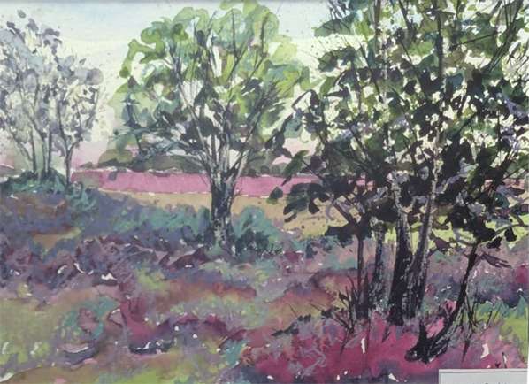 Heather and trees by Gail Morris