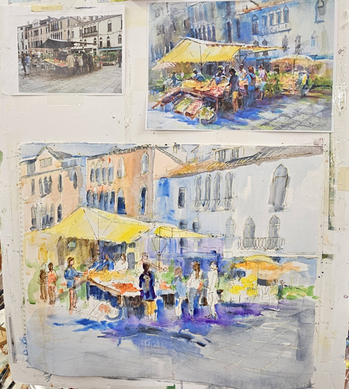Wendy painting people in acrylics 1